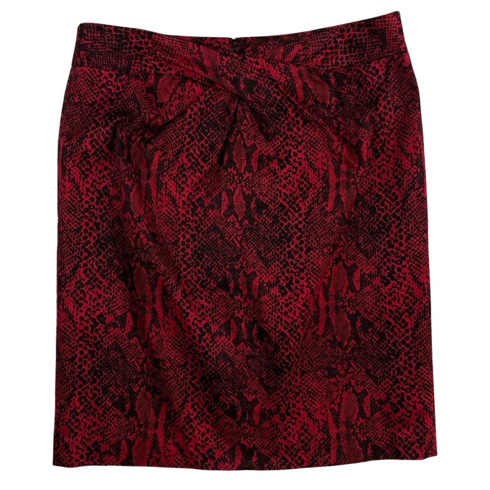 Michael by Michael Kors Skirt Size 14 Red Snake Black Cotton Twisted Lined